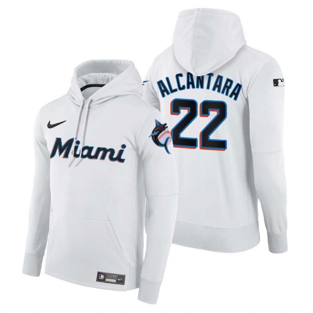 Men Miami Marlins #22 Alcantara white home hoodie 2021 MLB Nike Jerseys->miami marlins->MLB Jersey